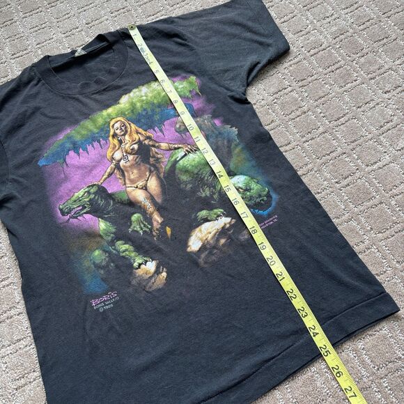 VTG 80s Boris Vallejo Fantasy T Shirt Small Primeval Women Dragons Single Stitch - Picture 9 of 10
